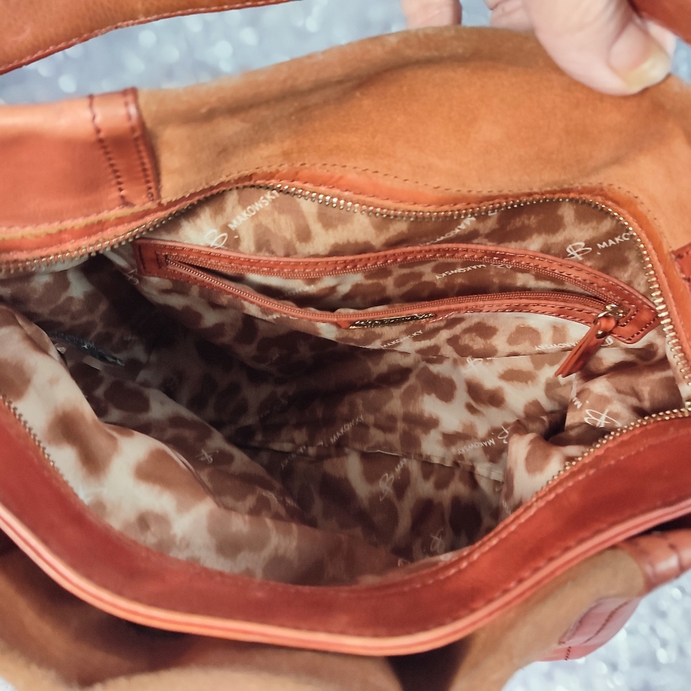 B Makowsky Suede and Leather Handbag - Picture 10 of 12